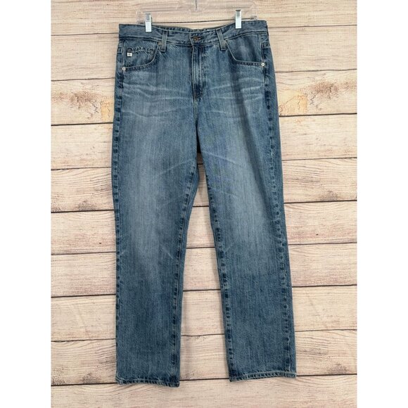 AG Adriano Goldschmied Saige High Rise Straight Jeans Womens 31 Blue Medium Wash - Picture 1 of 12